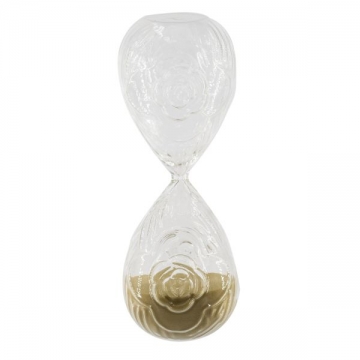 Artekko Hourglass Γυάλινη Κλεψύδρα με Ανάγλυφο Τριαντάφυλλο και Μπεζ Άμμο (8.6x8.6x20.4)cm