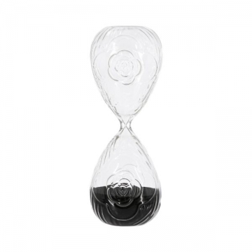 Artekko Hourglass Γυάλινη Κλεψύδρα με Ανάγλυφο Τριαντάφυλλο και Μαύρη Άμμο (9.8x9.8x25.4)cm