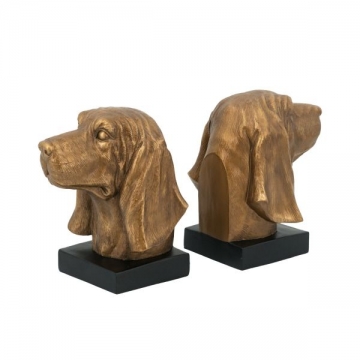 Artekkol Bookends Μπρονζέ Βιβλιοστάτες Ρητίνης με Σκυλιά (17.8x15x22)cm 2pcs