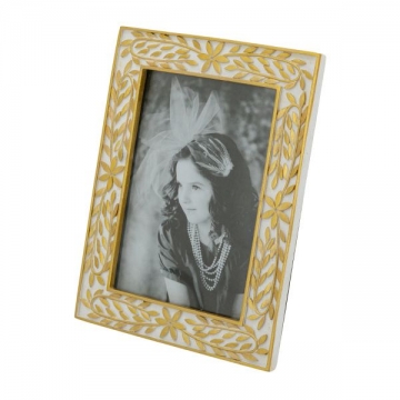 Artekko Frame Λευκή Κορνίζα Ρητίνης για Φωτογραφία 5Χ7" με Χρυσές Λεπτομέρειες (18x1.8x23)cm