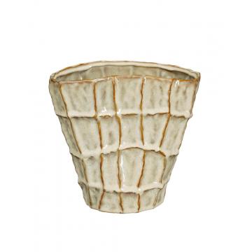 Βάζο cream οβάλ ανάγλ.τετράγωνα 22x14,5x21cm