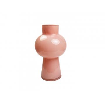Βάζο γυαλ. γαλακτ.ροζ με πόδι Φ17,5Η30cm