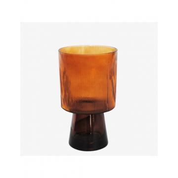 Βάζο γυαλ. μελί με πόδι Φ14,5Η25cm