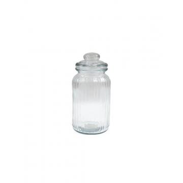 Βάζο γυαλ.με καπάκι ριγέ 11Χ22 /1300ml
