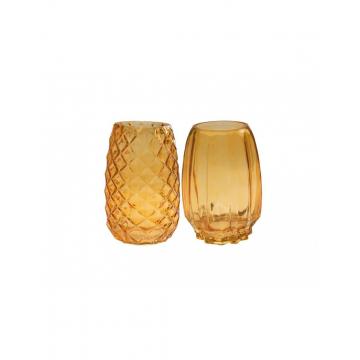 Βάζο γυαλ.μελί 2σχ.  Φ14 Η19cm