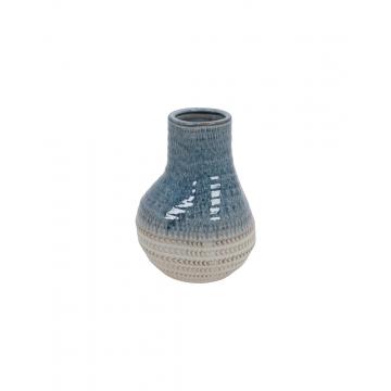 Βάζο κεραμ.μπλε/εκρού 17,6Χ24,8cm