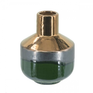 Artekko Electric Κεραμικό Βάζο σε Πράσινο με Μπρονζέ (15.5x15.5x20)cm