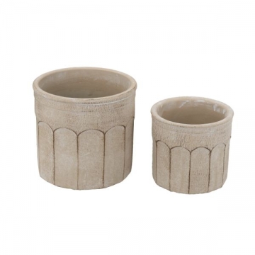 Artekko Cement Μπεζ Τσιμεντένια Κασπώ (19x19x18)cm 2pcs