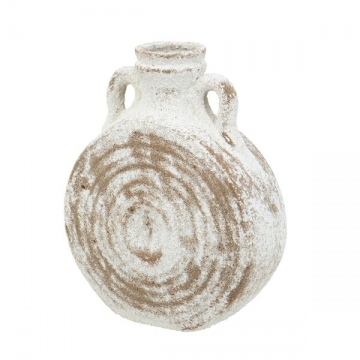 Artekko Antique Λευκό Κεραμικό Βάζο με Καφέ Λεπτομέρειες (18.5x8x23)cm