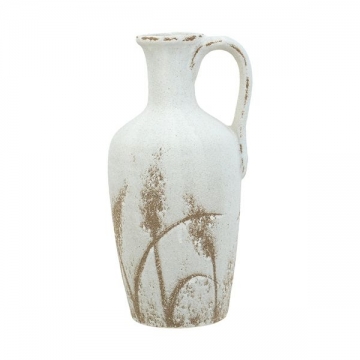 Artekko Antique Λευκό Κεραμικό Βάζο με Καφέ Λεπτομέρειες (17x15.5x34)cm
