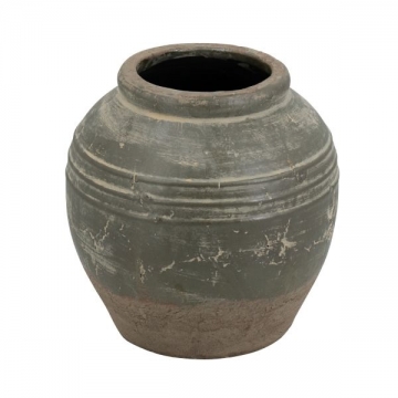 Artekko Antique Βάζο από Τερακότα σε Πράσινη με Μπεζ Αποχρώση (26x26x25)cm