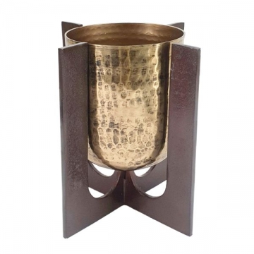 Artekko Luxe Χρυσό Μεταλλικό Βάζο σε Βάση (22.8x22.8x24.8)cm