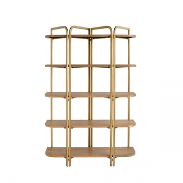 Artekko Lume Καφέ MDF Ραφιέρα με Χρυσό Μεταλλικό Σκελετό (121.5x40x179)cm