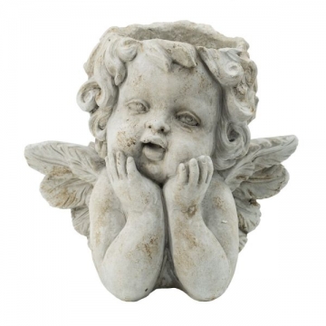 Artekko Cement Γκρι Τσιμεντένιο Κασπώ με Αγγελάκι (27x18.5x15)cm