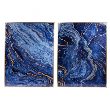 Artekko Frame Πίνακες MDF Πλαστικό Καμβάς Μπλε Χρυσό (77.5x4.6x101.6)cm Σετ/2