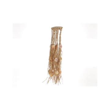 Διακοσμητικό κρεμαστό ονειροπαγίδα με raffia και κοχύλια Φ15