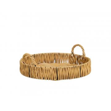 Δίσκος πλεκτός καφέ recycled polyester D52H17cm