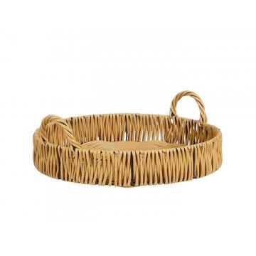 Δίσκος πλεκτός καφέ recycled polyester D58H19cm