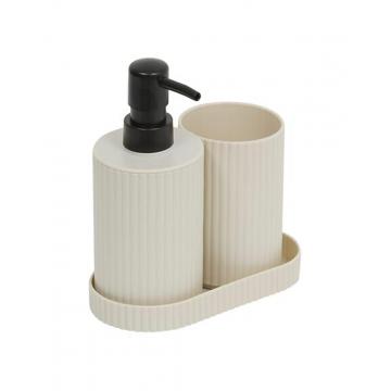 Dispenser & ποτήρι οδοντ.σε βάση λευκό 16x8x17cm