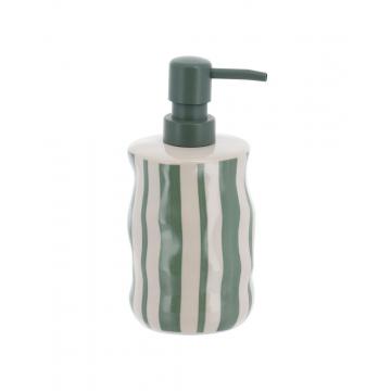 Dispenser stoneware "GREEN STRIPES" 350ml/8,1x18,5cm