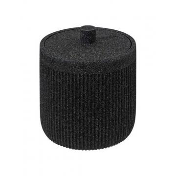 Δοχείο polyresin μαύρο με καπάκι Φ9,9 Η12cm