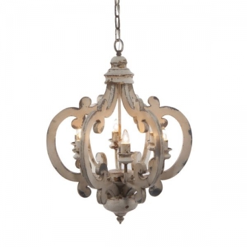 Artekko Chandelier Φωτιστικό Οροφής 6φωτο MDF Μέταλλο Λευκή Πατίνα (52x46x60.5)cm