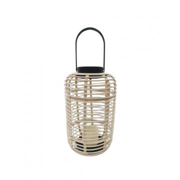 Φανάρι rattan φυσικό με κερί μπατ.LED 24,5Χ41,5