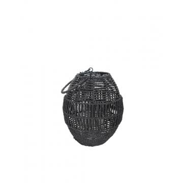 Φανάρι τεχν.Raffia μαύρο Φ23Η25,5cm