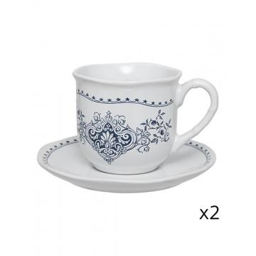 Φλιτζάνι με πιάτο/μπλε σχέδια σ/2 τεμ 18cl/10,5 x  6,6 x 7,5 cm