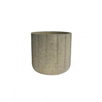 Γλάστρα κύλινδρος κεραμ.ribbed μπεζ χρ. Φ25Χ25