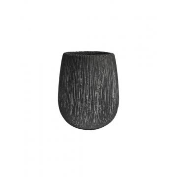 Γλάστρα μπουλ κεραμ.carve μαύρο χρ. Φ34Χ40