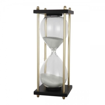 Artekko Hourglass Κλεψύδρα Διακοσμητική Γυαλί Μέταλλο Μαύρο Χρυσό (9.8x9.8x23)cm