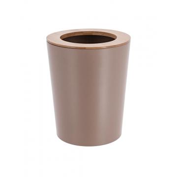 Κάδος απορ.μεταλ.bamboo καπάκι 5lt cappuccino 20x25cm