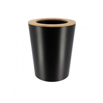 Κάδος αποριμμάτων μεταλ./καπάκι bamboo 5lt μαύρος/20x25.5cm