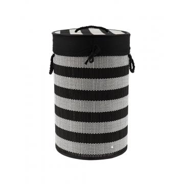 Καλάθι απλύτων bamboo ριγέ λευκό/μαύρο  Φ35 H55 cm
