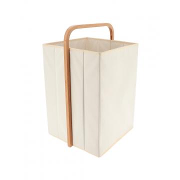 Καλάθι απλύτων polyester εκρου με bamboo χέρι 35,5Χ33Χ55