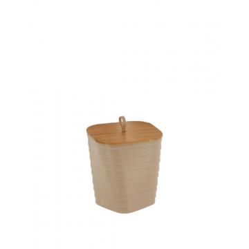 Καλάθι απορ.PP μπεζ  με καπάκι bamboo