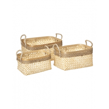 Καλάθι bamboo φυσικό με σχοινί σ/3 (29Χ19Χ16+34Χ24Χ18+39Χ28Χ20)