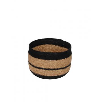 Καλάθι γιούτας χειροπ. φυσικό/μαύρο Φ25Η18cm