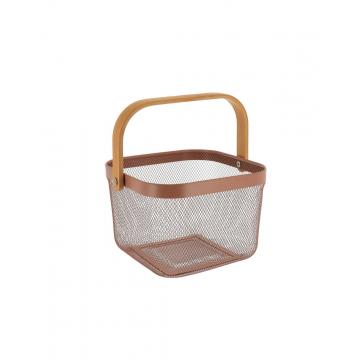 Kαλάθι μεταλ. Cappuccino με bamboo χέρι 24Χ24Χ17,5