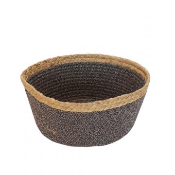 Καλάθι ψάθινο βαμβ.καφε φυσικό Φ26Η12,5cm