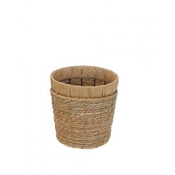 Καλάθι ψάθινο φυσικό/μεταλ.σκελ. Φ25Η25cm