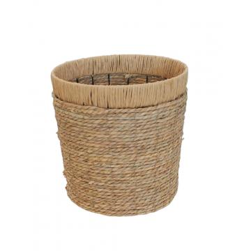 Καλάθι ψάθινο φυσικό/μεταλ.σκελ. Φ35Η35cm