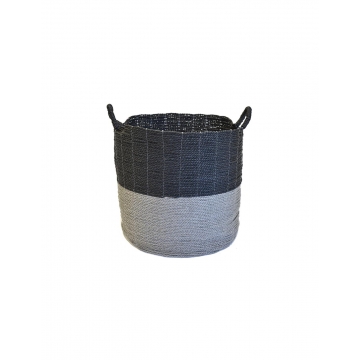 Καλάθι ψάθινο γκρι μαύρο synt.raffia  45Χ45