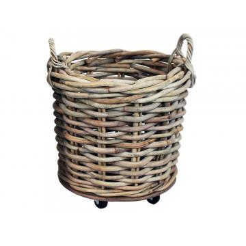 Καλάθι rattan γκρι με ρόδες 65Χ60