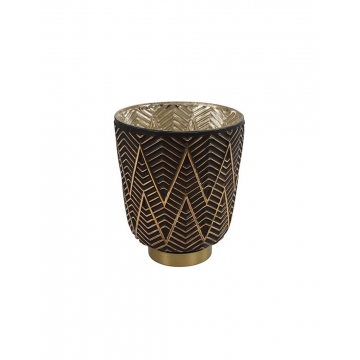 Κηροπήγιο γυαλ. Chalice μαύρο/χρυσό 13Χ16