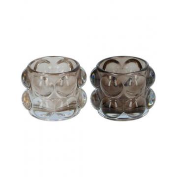 Κηροπήγιο γυάλινο "BUBBLY" 2χρώματα Φ8,5 Η6,5cm