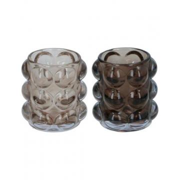 Κηροπήγιο γυάλινο "BUBBLY" 2χρώματα Φ8,5 Η9,5cm