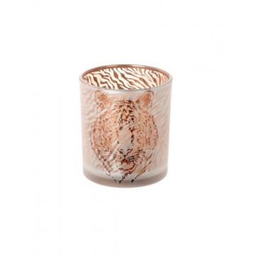 Κηροπήγιο γυάλινο Tiger print 7x7cm