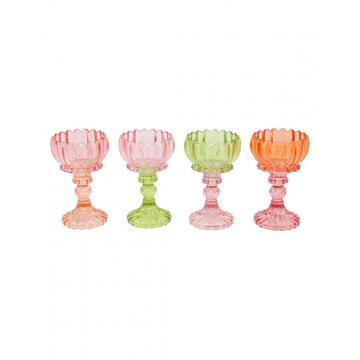 Κηροπήγιο λουλούδι με πόδι multicolor/4χρώματα Φ9,5Η11cm